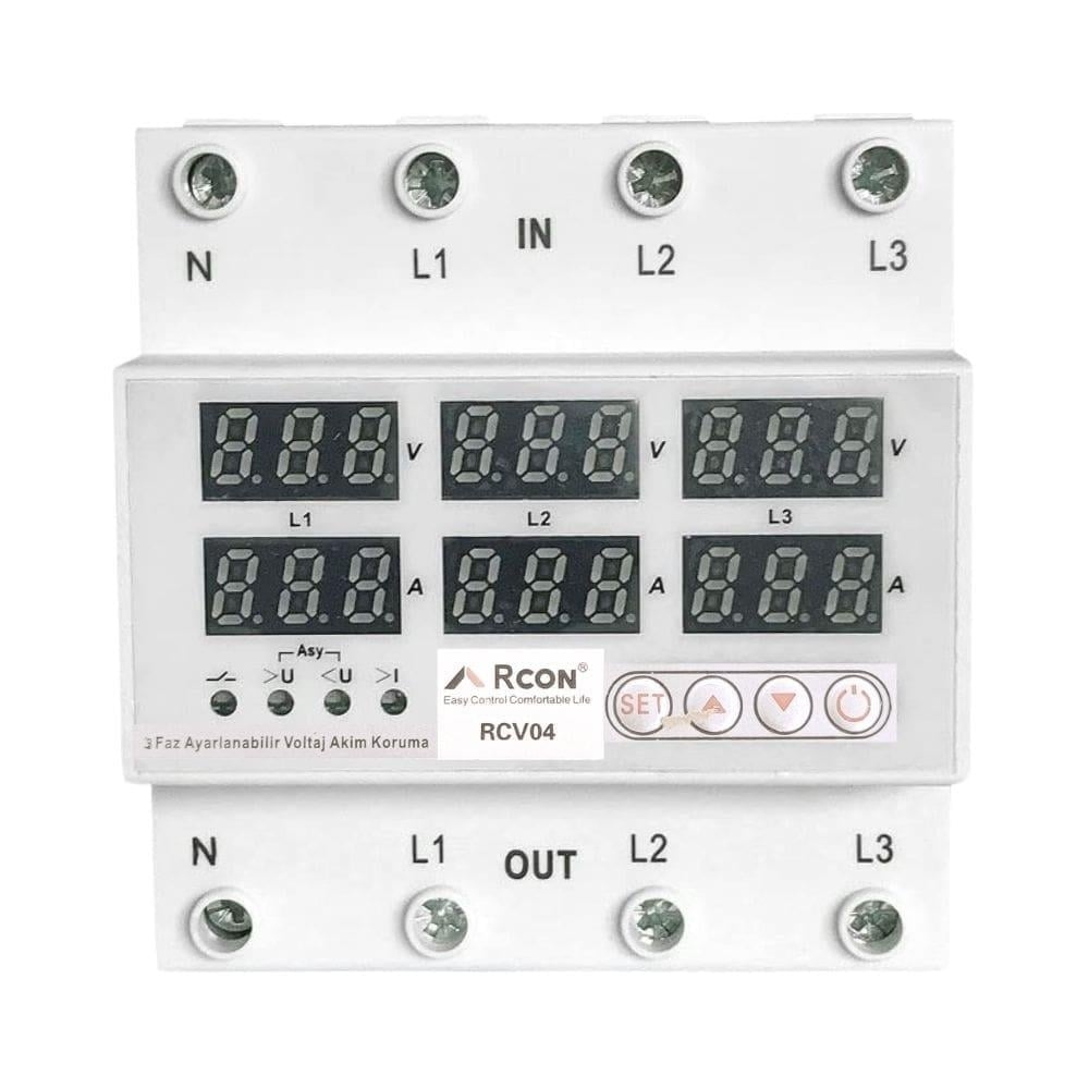 Rcon%20Rcv%2004%20Ray%20Tipi%20Trifaze%20Akım%20Koruyucu%20Voltaj%20%20Koruyucu%2063%20A%20Sigorta