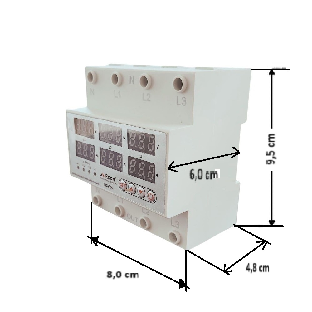 Rcon%20Rcv%2004%20Ray%20Tipi%20Trifaze%20Akım%20Koruyucu%20Voltaj%20%20Koruyucu%2063%20A%20Sigorta